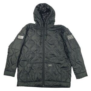 Grunt Style Jacket Men Large Puffer Full Zip Packable Black Hooded Quilted NWOT